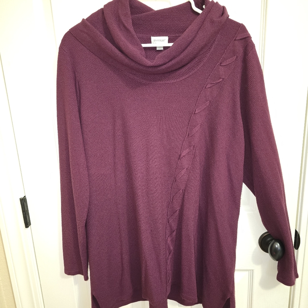 Avenue Purple Cowl Neck Sweater